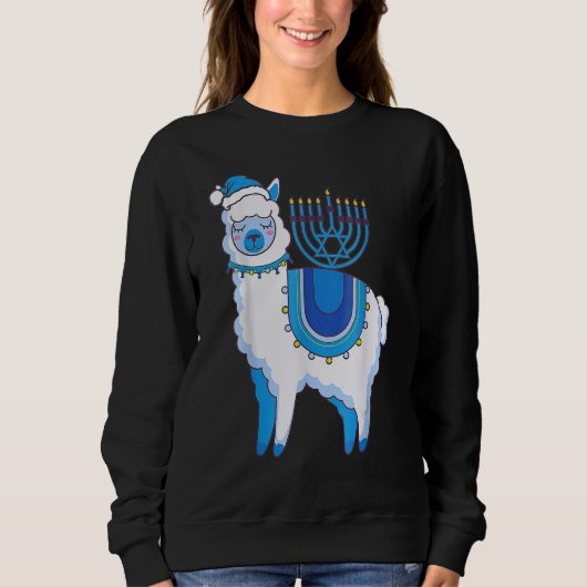 Happy Hanukkah Llamakkah Llama Menorah Alpaca Jewi Sweatshirt (Vorderseite)
