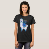 Happy Hanukkah Llamakkah Llama Menorah Alpaca Jewi T-Shirt (Vorne ganz)