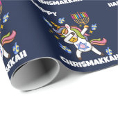 Happy Hanukkah, lustiges Ding Unicorn Geschenkpapier (Rolleneckpunkt)
