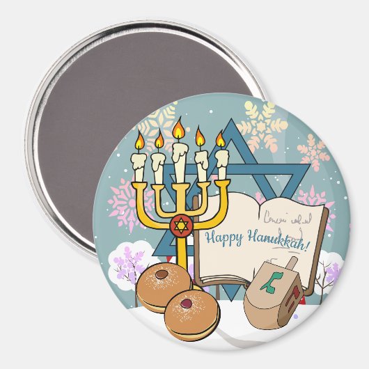 Happy Hanukkah Magnet (Vorderseite/Rückseite)