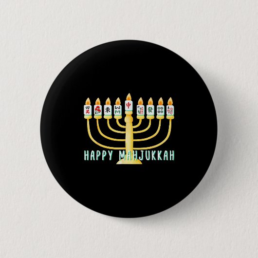 Happy Hanukkah Mahjong Menorah Mahjukkah Chanukkah Button (Vorderseite)