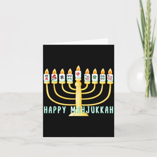 Happy Hanukkah Mahjong Menorah Mahjukkah Chanukkah Karte (Vorderseite)