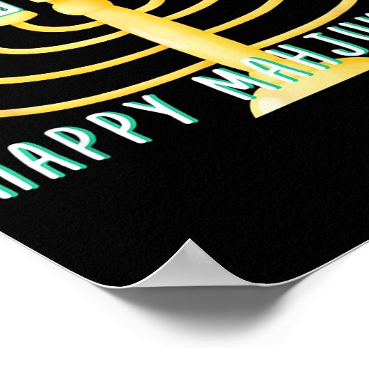 Happy Hanukkah Mahjong Menorah Mahjukkah Chanukkah Poster (Ecke)