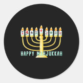 Happy Hanukkah Mahjong Menorah Mahjukkah Chanukkah Runder Aufkleber (Vorderseite)