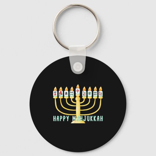 Happy Hanukkah Mahjong Menorah Mahjukkah Chanukkah Schlüsselanhänger (Vorderseite)