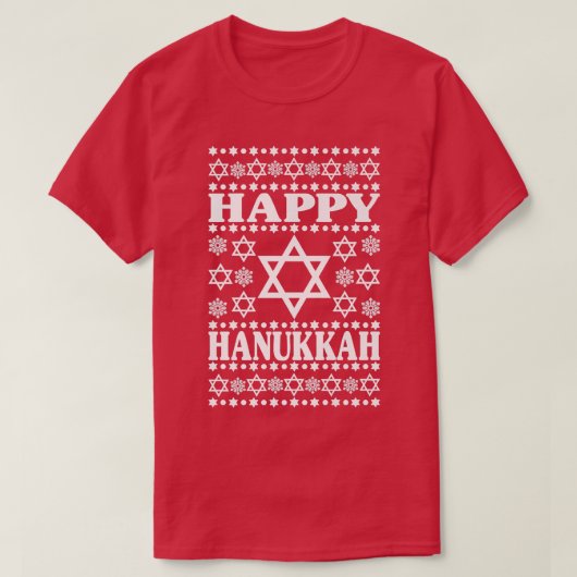 Happy Hanukkah Männer Frauen Kinder, Sterne von Da T-Shirt (Design vorne)