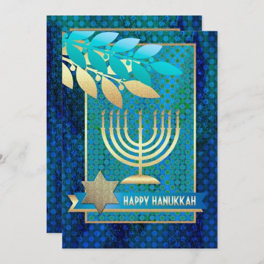Happy Hanukkah. Maßgeschneiderte Grußkarten Feiertagskarte (Vorne/Hinten)