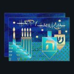 Happy Hanukkah. Maßgeschneiderte Grußkarten Feiertagskarte<br><div class="desc">Happy Hanukka! Menorah,  Gold Foil Dreidels und Star of David Design mit Goldfolie Details Hanukkah Grußkarten / Hanukkah Celebration Einladungen mit personalisiertem Text. Matching Karten und Geschenke verfügbar in der jüdischen Ferien / Hanukkah Kategorie unseres Stores.</div>