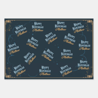 Happy Hanukkah Matthew Wrapping Paper für Matthew Geschenkpapier Set