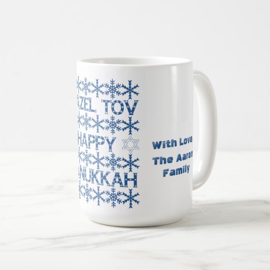 Happy Hanukkah Mazel Tov Star von David Menorah Kaffeetasse (VorderseiteRechts)
