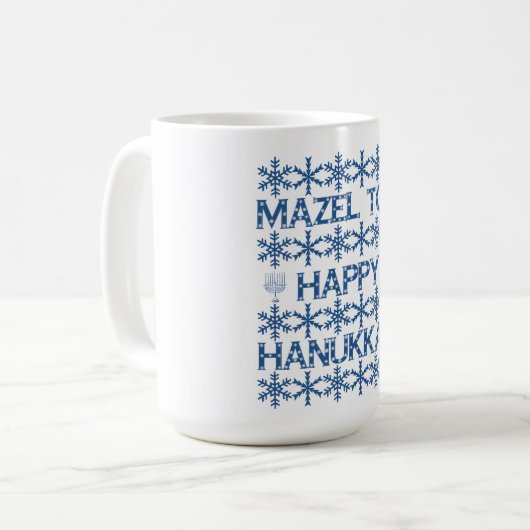 Happy Hanukkah Mazel Tov Star von David Menorah Kaffeetasse (Vorderseite Links)