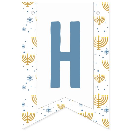 Happy Hanukkah & Mehorah + Star von David Pattern Wimpelkette (Zweite Fahne)