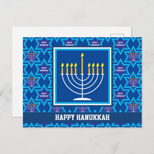 🕎 Happy Hanukkah, Menorah, anpassbare Postkarte (Vorne/Hinten)