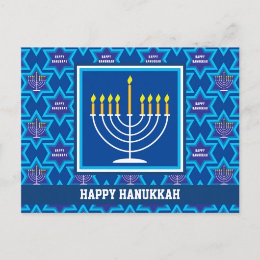 🕎 Happy Hanukkah, Menorah, anpassbare Postkarte (Vorderseite)