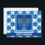 🕎 Happy Hanukkah, Menorah, anpassbare Postkarte<br><div class="desc">Happy Hanukkah mit Menorah auf weißem Hintergrund. Voll anpassbar zurück.</div>