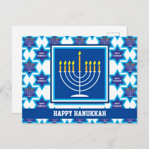 🕎 Happy Hanukkah, Menorah, anpassbare Postkarte