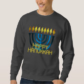 Happy Hanukkah Menorah Blue Sweatshirt (Vorderseite)