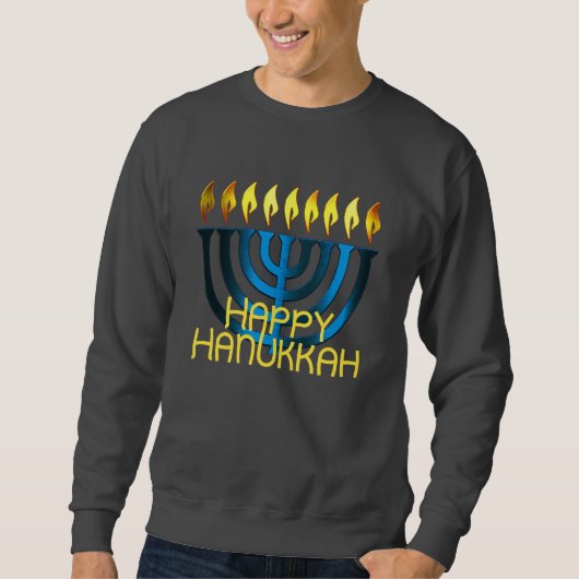 Happy Hanukkah Menorah Blue Sweatshirt (Vorderseite)