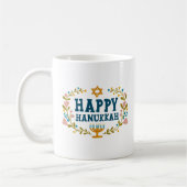 HAPPY HANUKKAH Menorah blumenjüdischer Urlaub Kaffeetasse (Links)