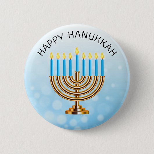 Happy Hanukkah Menorah Button (Vorderseite)