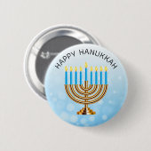 Happy Hanukkah Menorah Button (Vorne & Hinten)
