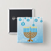 Happy Hanukkah Menorah Button (Vorne & Hinten)