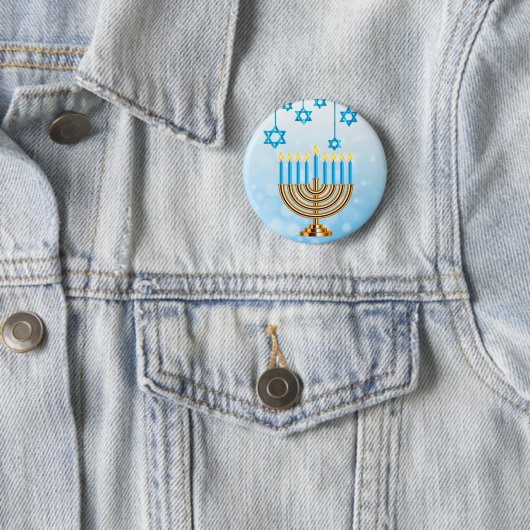Happy Hanukkah Menorah Button (Beispiel)