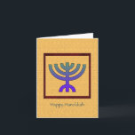 Happy Hanukkah Menorah Card Feiertagskarte<br><div class="desc">Ein schick bunter Menorah in einem roten Rahmen auf einem Hintergrund dunkelgelb. Ideal,  um Ihre Familie und Freunde zu schicken.</div>