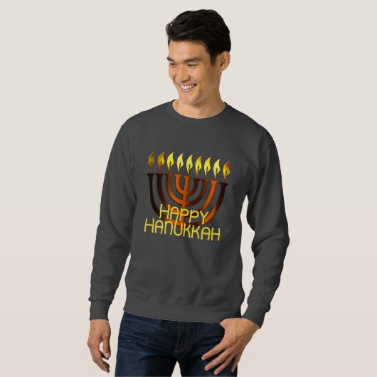 Happy Hanukkah Menorah Copper Rust Sweatshirt (Vorne ganz)