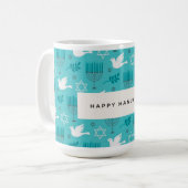 Happy Hanukkah Menorah Doves Kaffeetasse (Vorderseite Links)
