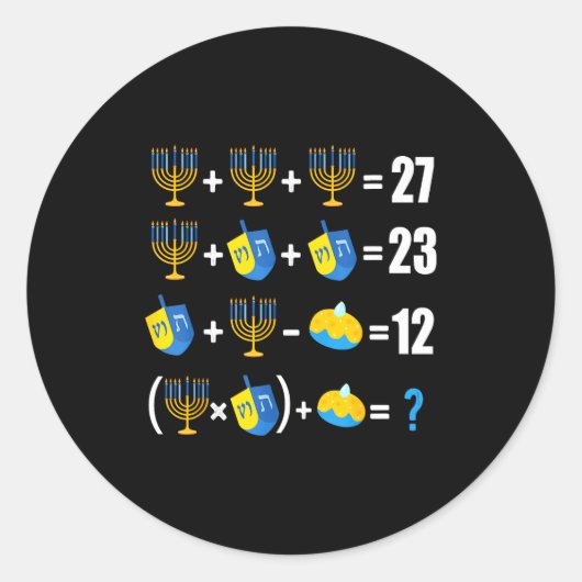 Happy Hanukkah Menorah Dreidel Doughnut Math Teach Runder Aufkleber (Vorderseite)