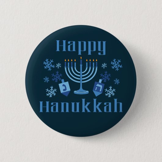 Happy Hanukkah Menorah Dreidel Festive Jüdisch Button (Vorderseite)