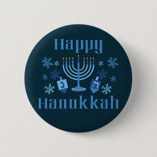 Happy Hanukkah Menorah Dreidel Festive Jüdisch Button