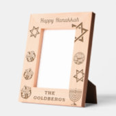 Happy Hanukkah Menorah, Dreidel, Gelt Individuelle Geätzte Rahmen (Links)