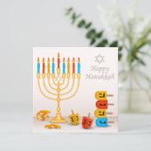 Happy Hanukkah Menorah Dreidel Gold Coins (Stehend Vorderseite)