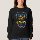 Happy Hanukkah Menorah Dreidel Magen David Jewish Sweatshirt (Vorderseite)