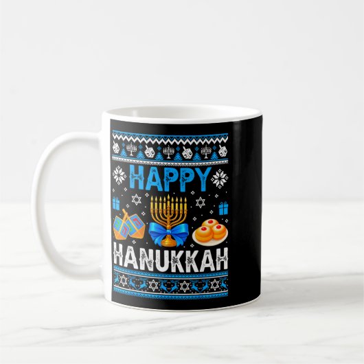 Happy Hanukkah Menorah Dreidel Ugly Chanukah Pajam Kaffeetasse (Links)