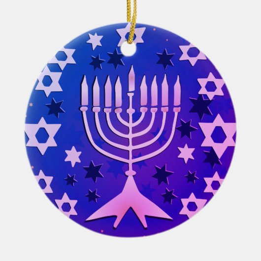 Happy Hanukkah Menorah Flat Keramik Ornament (Vorne)