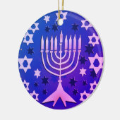 Happy Hanukkah Menorah Flat Keramik Ornament (Links)