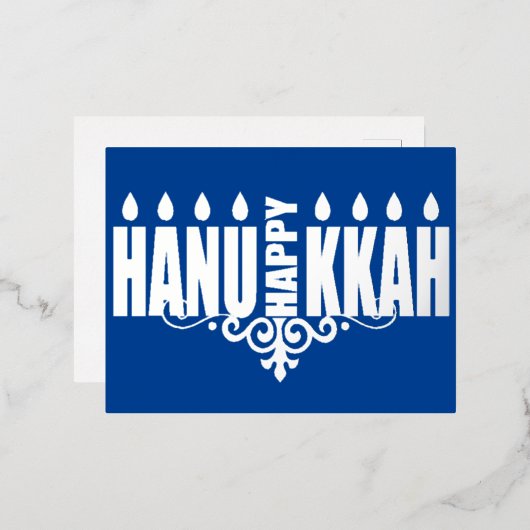Happy Hanukkah Menorah Folien Feiertagspostkarte (Vorderseite/Rückseite)