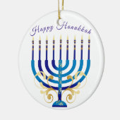 Happy Hanukkah menorah gelbe Goldkerzen Keramik Ornament (Links)