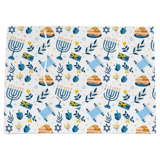 Happy Hanukkah Menorah Geschenktasche Große Geschenktüte (Vorderseite)