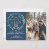 Happy Hanukkah Menorah Handgezeichnetes CUSTOM FOT Feiertagskarte (Vorderseite)
