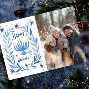 Happy Hanukkah Menorah Handgezeichnetes CUSTOM FOT Feiertagskarte