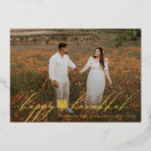 Happy Hanukkah Menorah Hanukkiah Photo Folien Feiertagskarte (Vorderseite)