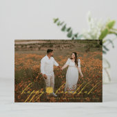 Happy Hanukkah Menorah Hanukkiah Photo Folien Feiertagskarte (Stehend vorne)