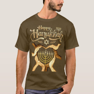 Happy HANUKKAH Menorah Heart Hands Jewish Holiday T-Shirt