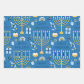 Happy Hanukkah Menorah Jewish Star Candles Geschenkpapier Set (Vorderseite 3)