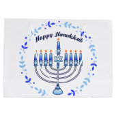 Happy Hanukkah Menorah jüdische Niedliche Kerzen Große Geschenktüte (Rückseite)