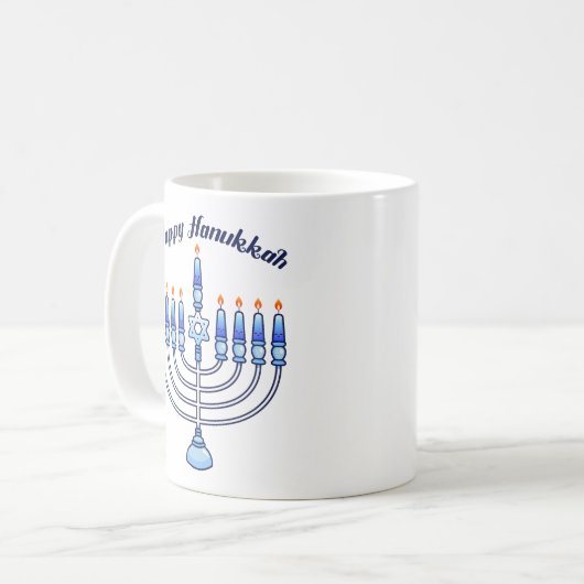 Happy Hanukkah Menorah jüdische Niedliche Kerzen Kaffeetasse (Vorderseite Links)
